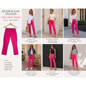 Hudson Los Angeles Pink Ankle Jeans Women’s 26 NWT Stretch Denim